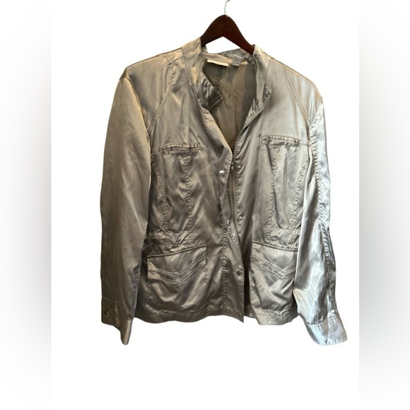 Chico's Lightweight Silver Jacket, Sz.‎ 3 - Picture 1 of 8